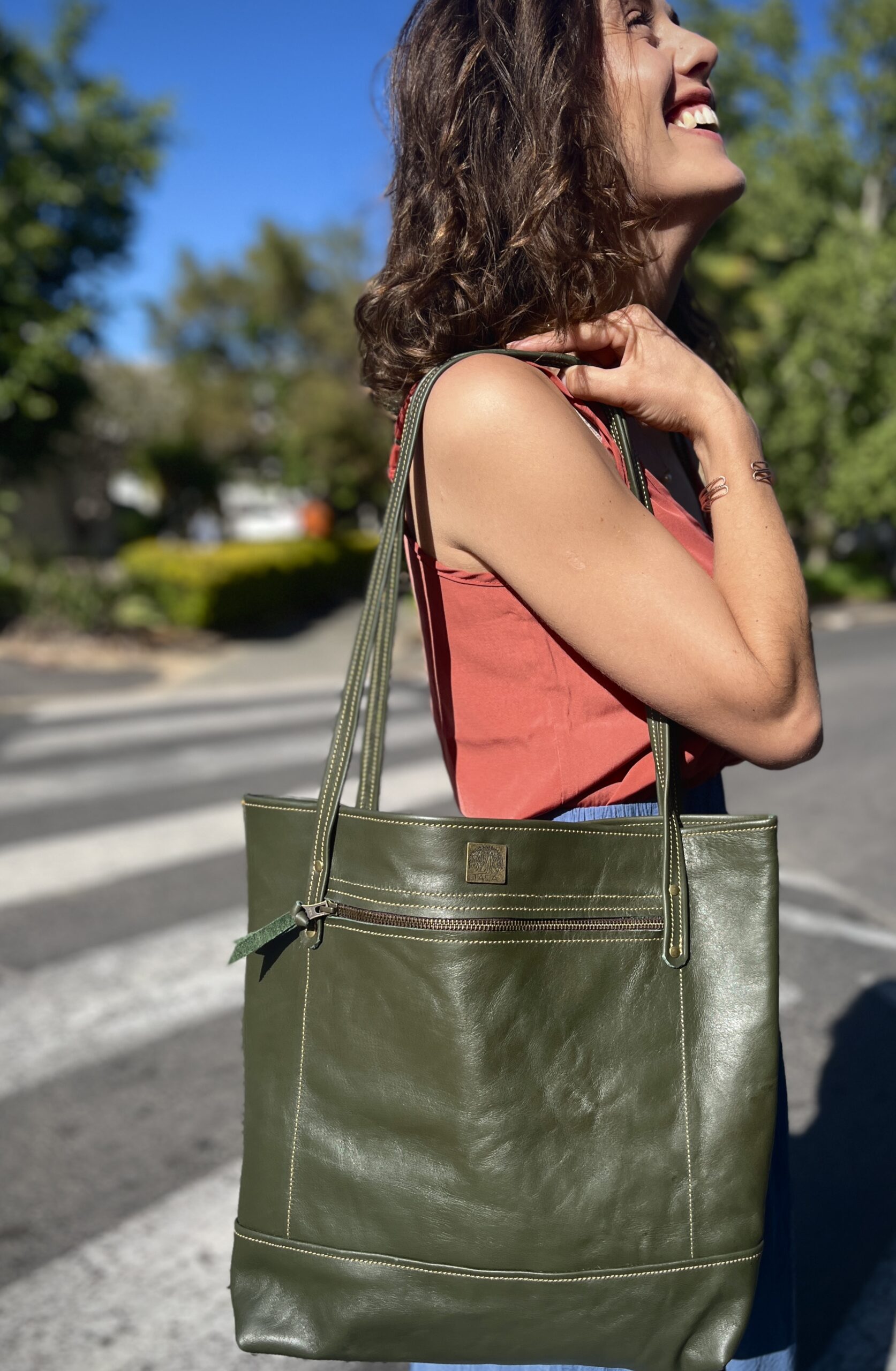 Graceful Leather Tote Bag - Image 5